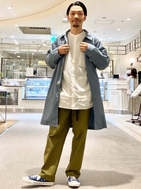 「アーバンリサーチ」｜「アイテム（ステンカラーコート）」を使った、horiguchiさん（メンズ・172cm）の冬コーディネート