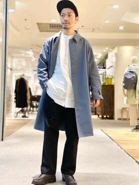 「アーバンリサーチ」｜「アイテム（ステンカラーコート）」を使った、horiguchiさん（メンズ・172cm）の冬コーディネート