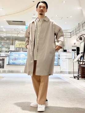 「アーバンリサーチ」｜「アイテム（ステンカラーコート）」を使った、horiguchiさん（メンズ・172cm）の冬コーディネート