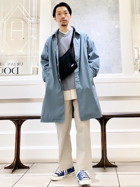 「アーバンリサーチ」｜「アイテム（ステンカラーコート）」を使った、horiguchiさん（メンズ・172cm）の春コーディネート