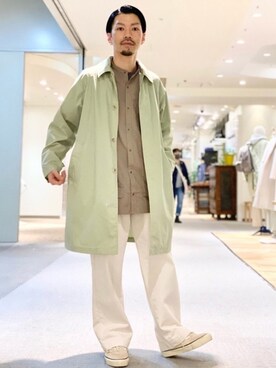 「アーバンリサーチ」｜「アイテム（ステンカラーコート）」を使った、horiguchiさん（メンズ・172cm）の冬コーディネート
