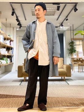「アーバンリサーチ」｜「アイテム（ステンカラーコート）」を使った、horiguchiさん（メンズ・172cm）の春コーディネート