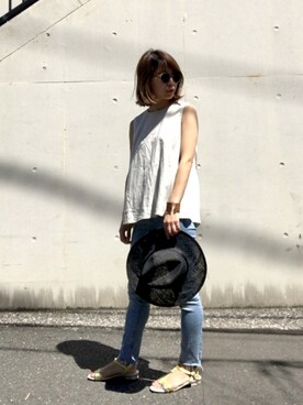 「BLISS POINT（ブリスポイント）のアイテム（帽子）」を使った、Yuka さん（レディース・152cm）の夏コーディネート