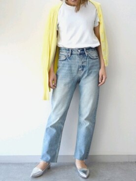 「アイテム（レインシューズ、シルバー系）」を使った、Yuka さん（レディース・152cm）の夏コーディネート