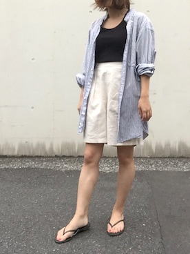 「トングサンダル」｜「アイテム（シャツワンピース）」を使った、Yuka さん（レディース・153cm）の夏コーディネート