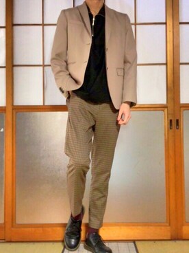 【スーツセレクト】メンズ テーラードジャケット ベージュ (170cm)