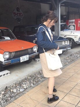 「GRL（グレイル）のベーシックGジャン（デニムジャケット、ブルー系）」を使った、hihiさん（レディース・160cm）の秋コーディネート