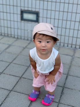 「無印良品（ムジルシリョウヒン）のアイテム（ワンピース/ドレス）」を使った、otoさん（キッズ・80cm）の秋コーディネート