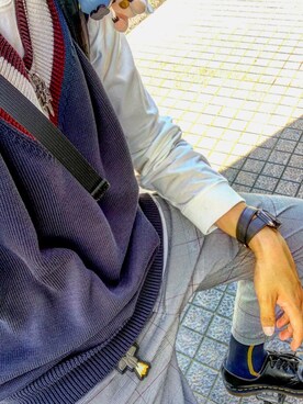 「RAGEBLUE（レイジブルー）のUSAコットンドロップショルダーロンT/808576（Tシャツ/カットソー、ホワイト系）」を使った、たけなか  ゆうとさん（メンズ・168cm）の秋コーディネート