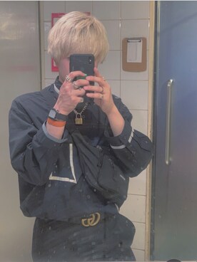 「GUCCI（グッチ）のGucci - ダブルg ベルト - women - レザー/metal - 85（ベルト、ブラック系）」を使った、たけなか  ゆうとさん（メンズ・168cm）の春コーディネート