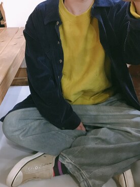「アイテム（スリッポン）」を使った、 うたせさん（メンズ・168cm・20代）の春コーディネート
