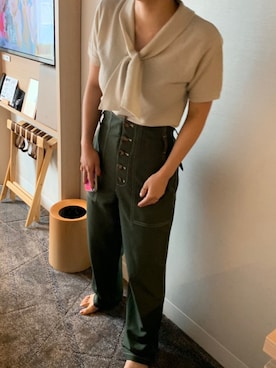 「ジーナシス」｜「アイテム（カーゴパンツ）」を使った、Hizuさん（レディース・160cm）の夏コーディネート