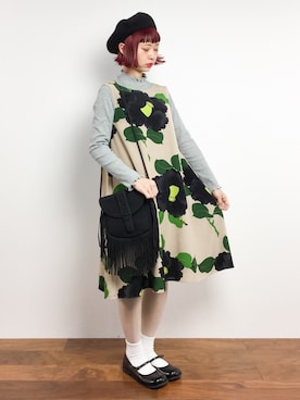 「ふりふ（フリフ）のアイテム（ワンピース）」を使った、チョコビさん（レディース・154cm）の冬コーディネート