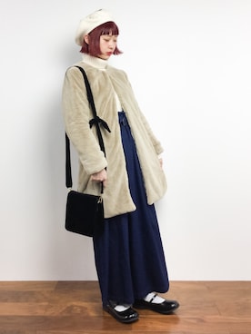 「chambre de charme（シャンブルドゥシャーム）のアイテム（パンツ）」を使った、チョコビさん（レディース・154cm）の冬コーディネート