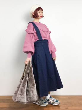 「chambre de charme（シャンブルドゥシャーム）のアイテム（スカート）」を使った、チョコビさん（レディース・154cm）の冬コーディネート