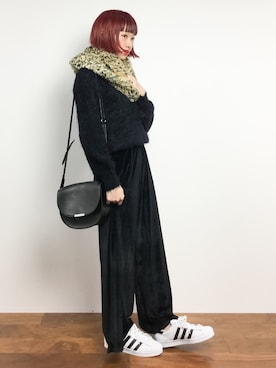 「あけおめ」｜「アイテム（パンツ）」を使った、チョコビさん（レディース・154cm）の冬コーディネート