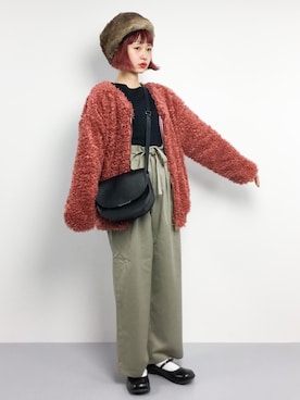 「ちょこびおすすめ」｜「アイテム（ブルゾン）」を使った、チョコビさん（レディース・154cm）の冬コーディネート