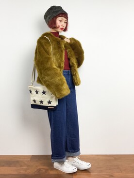「ちょこびおすすめ」｜「アイテム（その他アウター）」を使った、チョコビさん（レディース・154cm）の冬コーディネート