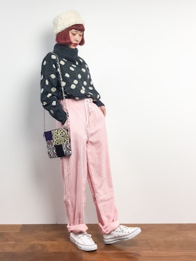 「WEGO（ウィゴー）のアイテム（ショルダーバッグ）」を使った、チョコビさん（レディース・154cm）の冬コーディネート