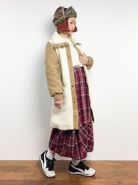 「Denime（ドゥニーム）のアイテム（その他アウター）」を使った、チョコビさん（レディース・154cm）の冬コーディネート