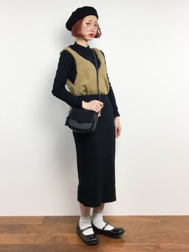 「unrelaxing（アンリラクシング）のアイテム（ハンチング/ベレー帽）」を使った、チョコビさん（レディース・154cm）の冬コーディネート