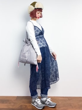 「Honey Salon（ハニーサロン）のアイテム（バッグ）」を使った、チョコビさん（レディース・154cm）の冬コーディネート