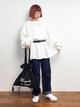 「Honey Salon（ハニーサロン）のアイテム（バッグ）」を使った、チョコビさん（レディース・154cm）の冬コーディネート