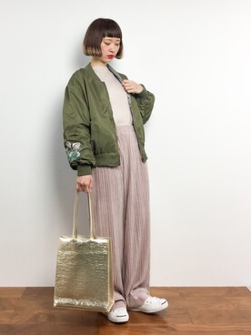 「VENCEEXCHANGE（ヴァンスエクスチェンジ）のアイテム（ブルゾン）」を使った、チョコビさん（レディース・154cm）の冬コーディネート