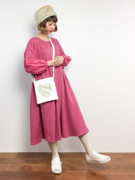 「バレンタインデートスタイル」｜「アイテム（帽子）」を使った、チョコビさん（レディース・154cm）の冬コーディネート
