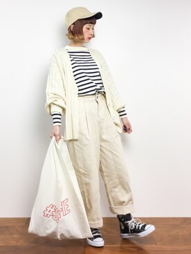 「MERLOT（メルロー）のアイテム（チノパンツ）」を使った、チョコビさん（レディース・154cm）の冬コーディネート