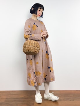 「chambre de charme（シャンブルドゥシャーム）のアイテム（ワンピース）」を使った、チョコビさん（レディース・154cm）の冬コーディネート