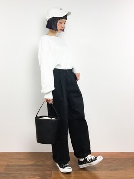 「MERLOT（メルロー）のアイテム（チノパンツ）」を使った、チョコビさん（レディース・154cm）の冬コーディネート