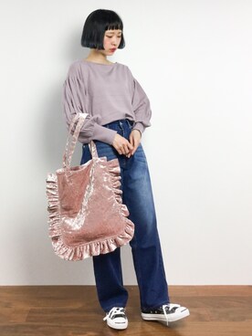 「WC（ダブル シー）のアイテム（トートバッグ）」を使った、チョコビさん（レディース・154cm）の冬コーディネート