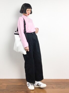 「MERLOT（メルロー）のアイテム（チノパンツ）」を使った、チョコビさん（レディース・154cm）の冬コーディネート