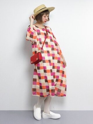 MERLOT（メルロー）の「カラフルモザイク柄ワンピース9755