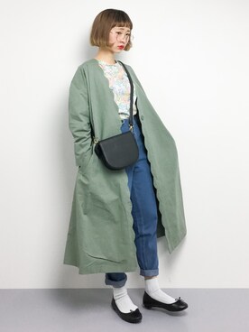 「靴下チラ見せ」｜「アイテム（その他アウター）」を使った、チョコビさん（レディース・154cm）の春コーディネート