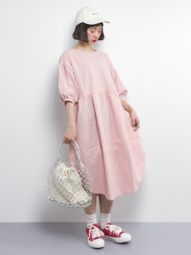 「SHIPS（シップス）のChampion(チャンピオン): SHIPS AUTHENTIC PRODUCTS 別注 LOWキャップ■（キャップ）」を使った、チョコビさん（レディース・154cm）の春コーディネート