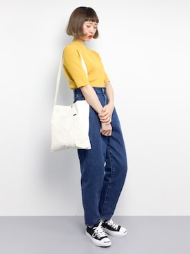 「orSlow（オアスロウ）のアイテム（バッグ）」を使った、チョコビさん（レディース・154cm）の春コーディネート