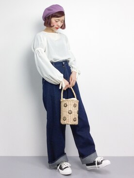 「URBAN RESEARCH DOORS（アーバンリサーチドアーズ）のDOORS リボンギャザースリーブブラウス（シャツ/ブラウス）」を使った、チョコビさん（レディース・154cm）の春コーディネート