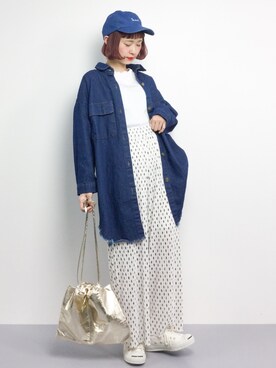 「RAGEBLUE（レイジブルー）のアイテム（キャップ）」を使った、チョコビさん（レディース・154cm）の春コーディネート