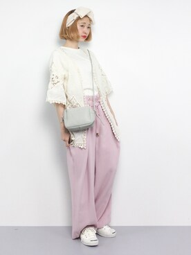 「DOLLUPOOPS（ドールアップウップス）のアイテム（パンツ）」を使った、チョコビさん（レディース・154cm）の春コーディネート