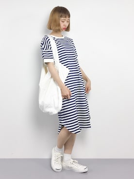 「MASTER&Co（マスターアンドコー）のアイテム（ショルダーバッグ）」を使った、チョコビさん（レディース・154cm）の春コーディネート
