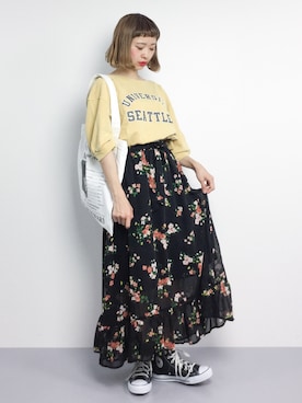 「DING（ディング）のアイテム（バッグ）」を使った、チョコビさん（レディース・154cm）の夏コーディネート