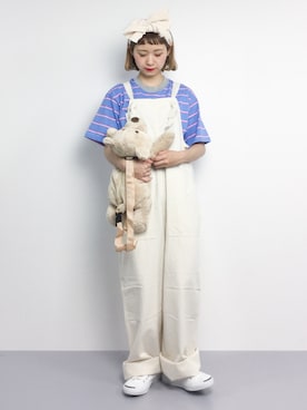 「原宿」｜「アイテム（オールインワン・サロペット）」を使った、チョコビさん（レディース・154cm）の夏コーディネート
