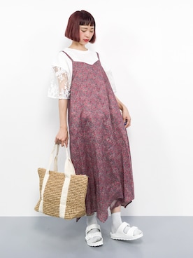 「chambre de charme（シャンブルドゥシャーム）のアイテム（ワンピース）」を使った、チョコビさん（レディース・154cm）の夏コーディネート