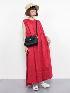 シャツワンピースを使った 赤ワンピース のレディース人気ファッションコーディネート ユーザー ショップスタッフ Wear