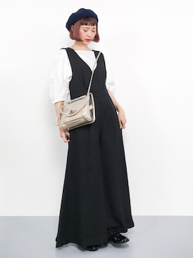 「Heather（ヘザー）のアイテム（つなぎ/オールインワン）」を使った、チョコビさん（レディース・154cm）の夏コーディネート