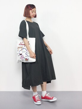 「chambre de charme（シャンブルドゥシャーム）のアイテム（ワンピース）」を使った、チョコビさん（レディース・154cm）の夏コーディネート