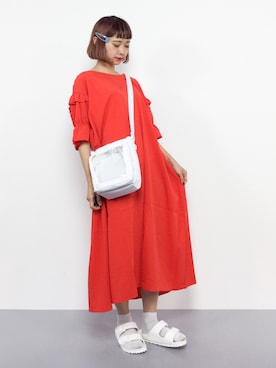 「リラックスパンツ」｜「アイテム（ワンピース/ドレス）」を使った、チョコビさん（レディース・154cm）の夏コーディネート