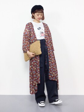 「ミッキーT」｜「アイテム（ワンピース/ドレス）」を使った、チョコビさん（レディース・154cm）の夏コーディネート